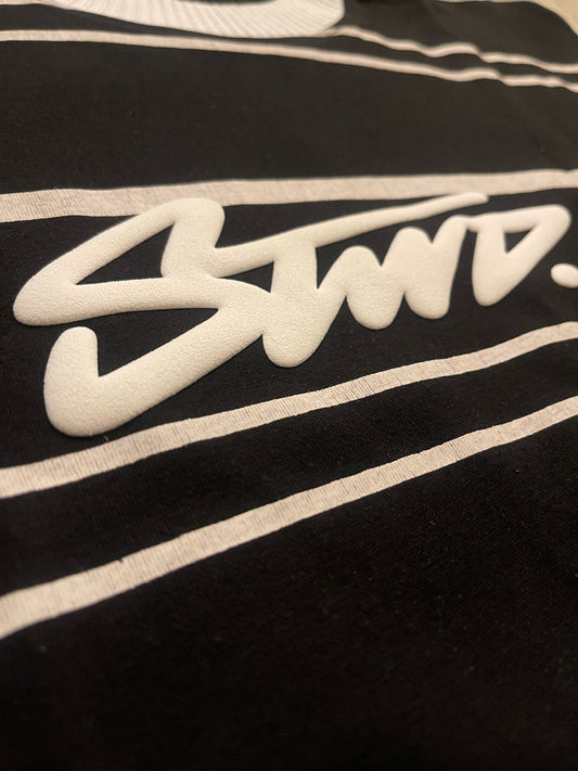 Loose Black striped foam Printed T-shirt