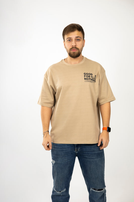 Loose Printed Baige Tshirt