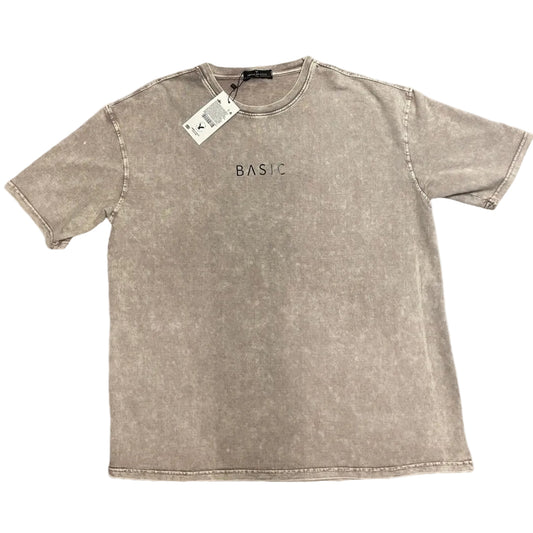 Loose Light baige Acid-Washed BASIC Printed Tshirt