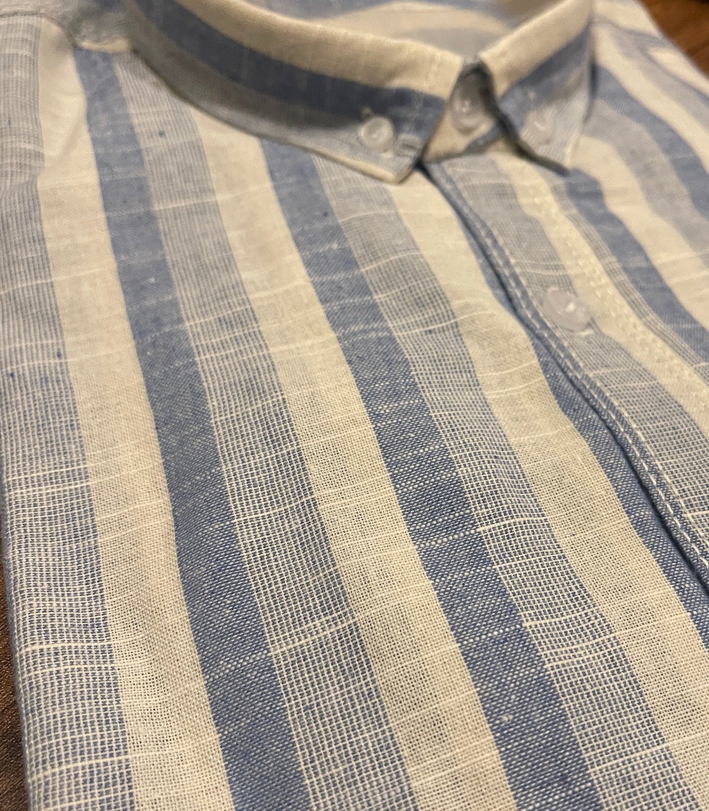 Loose oversized Linen Striped Jersey Light Blue*offwhite