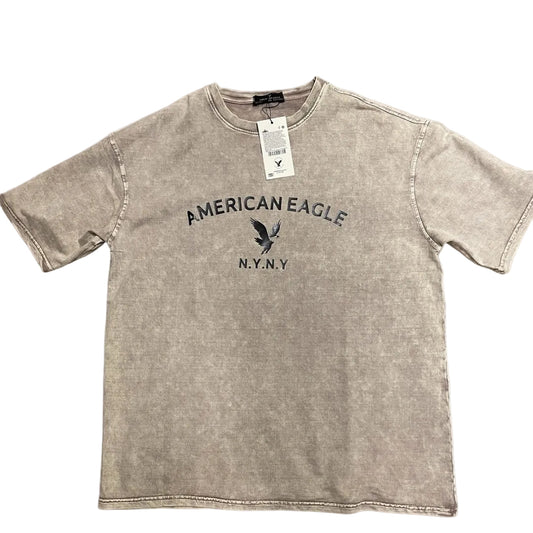 Loose Ligh baige Acid-Washed printed Tshirt