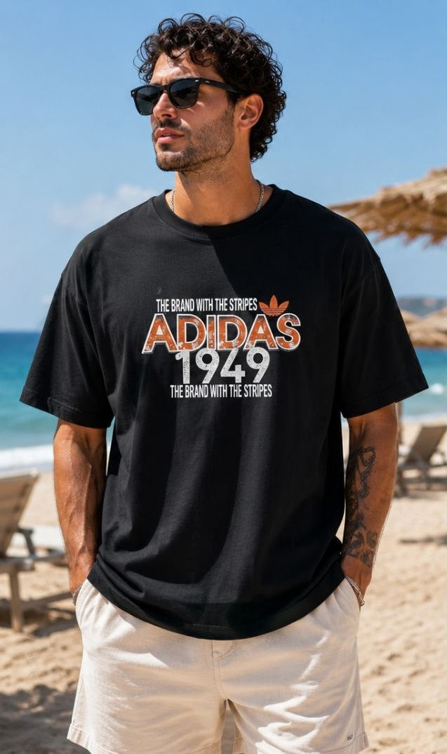 Loose Oversized Pollivar Cotton Black Printed T-Shirt