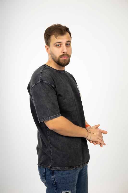 Loose Black Printed Summer Vibes Tshirt