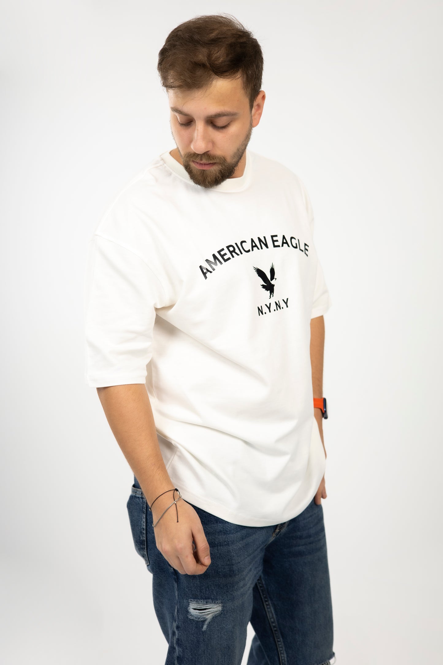 Loose Off White Printed Tshirt