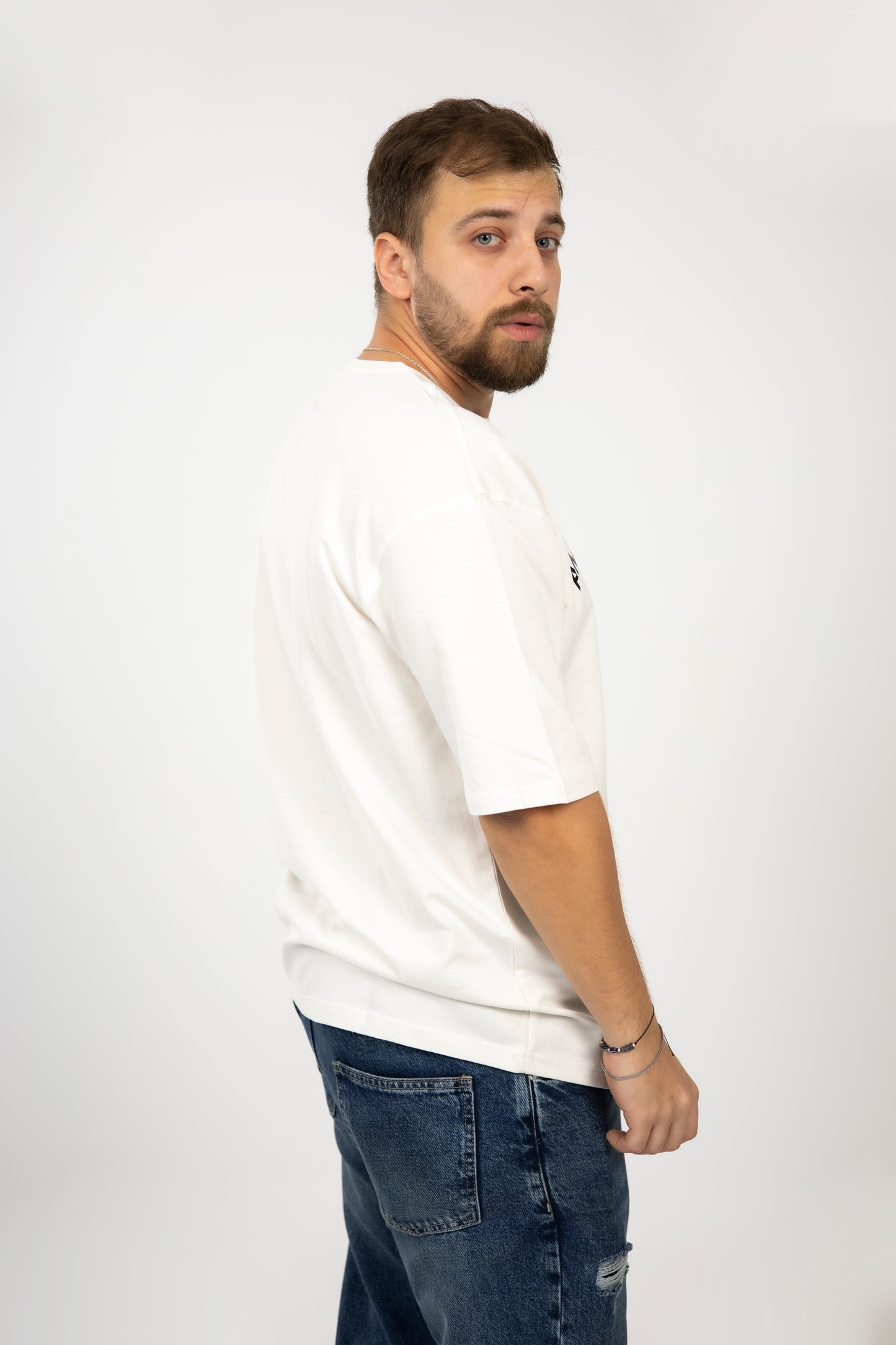 Loose Off White Printed Tshirt